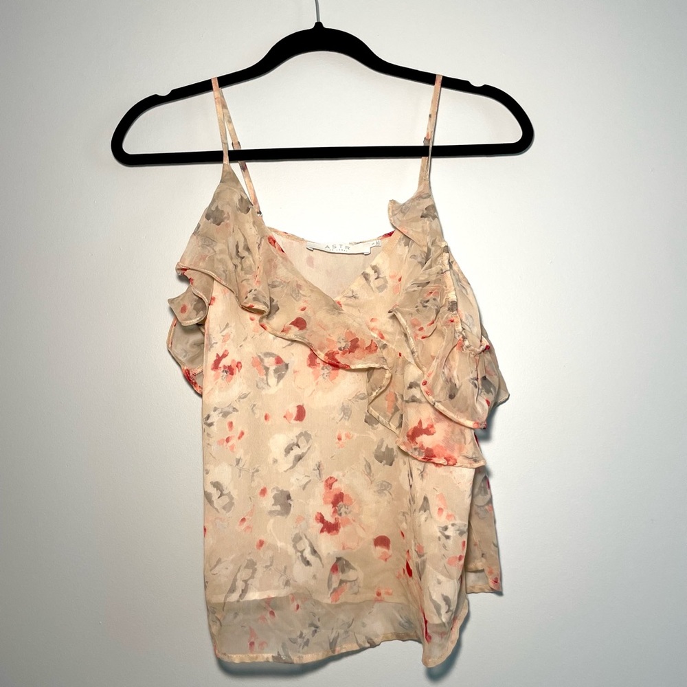 Astr cold shoulder chiffon blouse